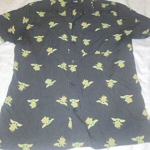 Star Wars Black Shirt with Green Baby Yoda Pattern